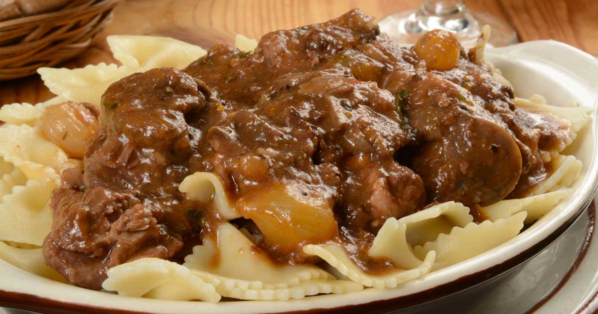 Beef Bourguignon With Farfalle