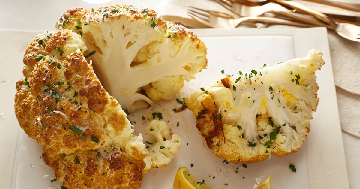 Whole Roasted Cauliflower With Butter Sauce