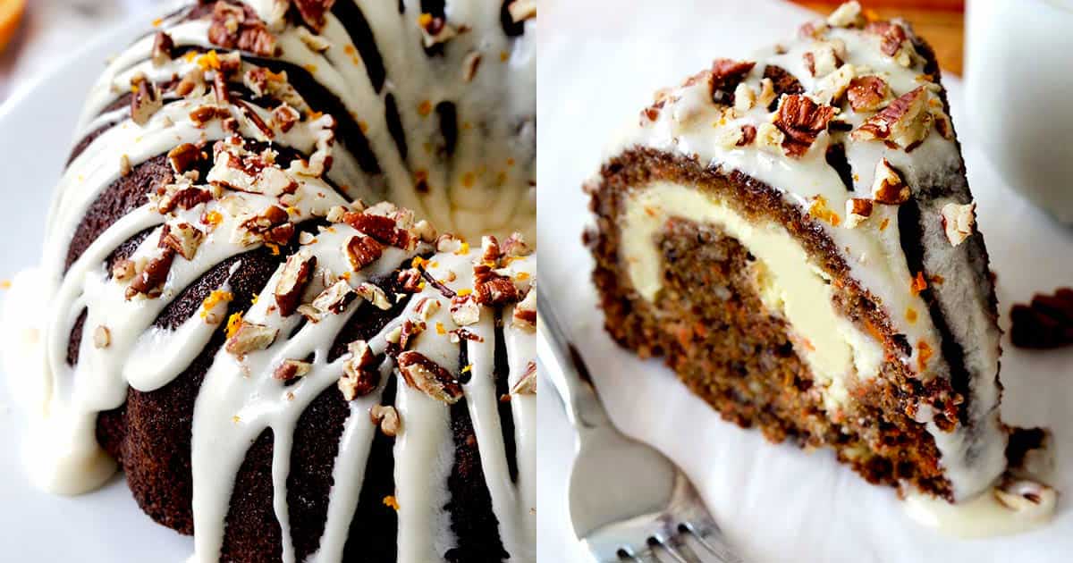 Cream Cheese Stuffed Carrot Cake With Orange Glaze