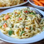Making the Veggie Fettuccine Alfredo