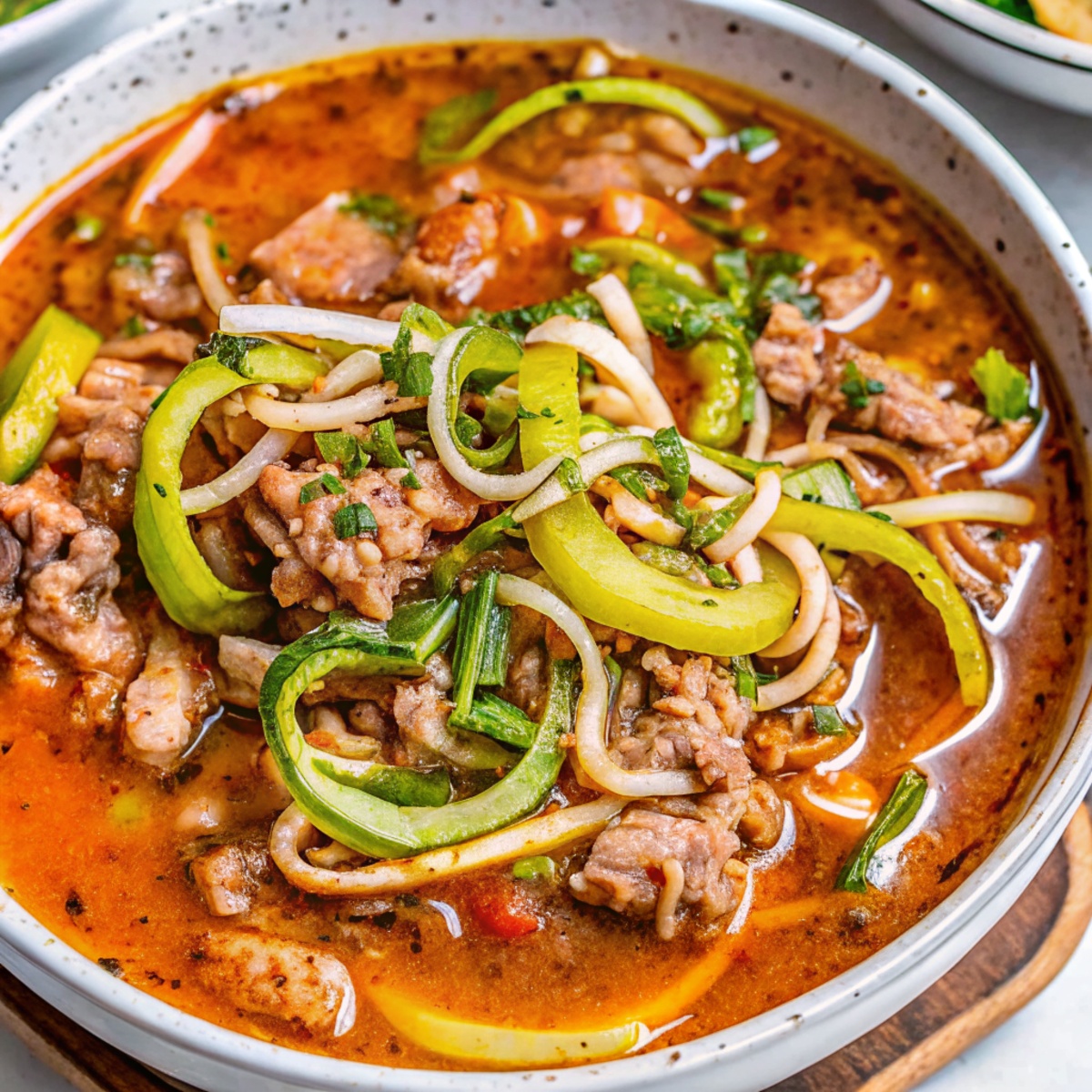 Zucchini Noddle Beef Lasagna Soup Preparation